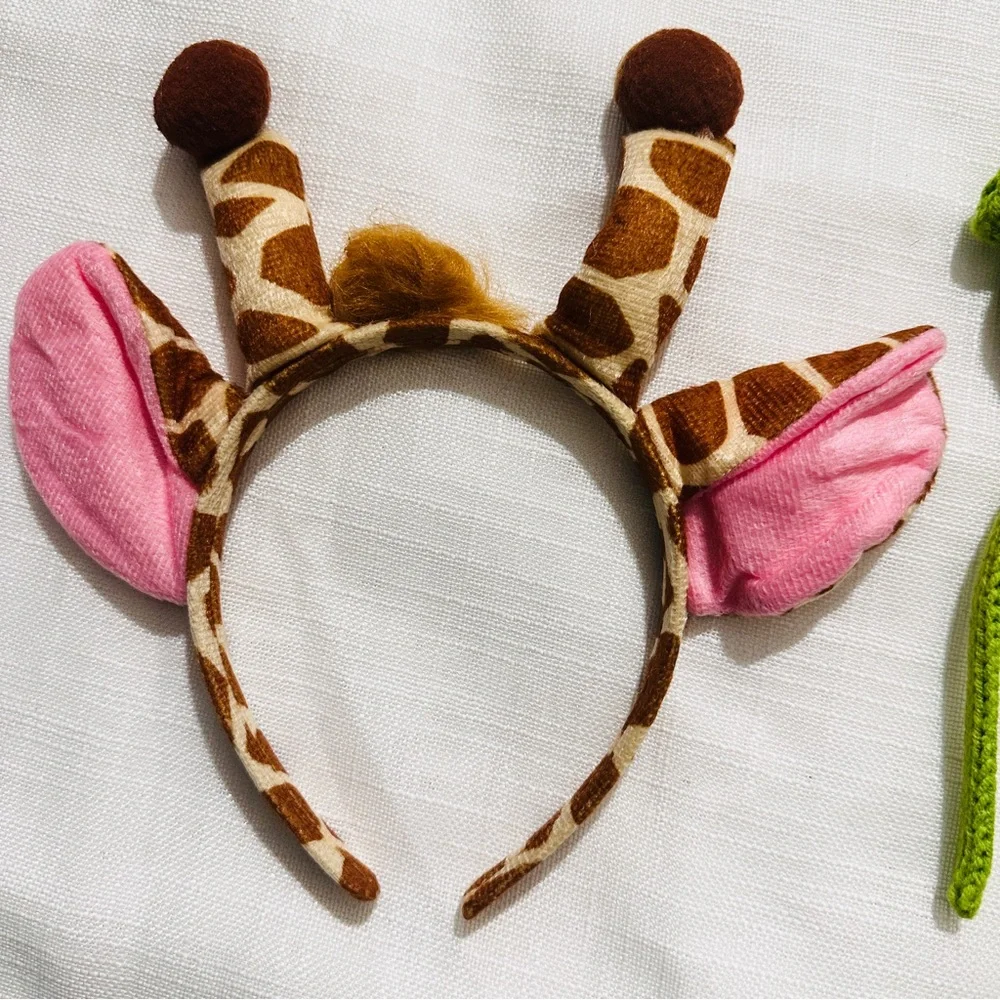 NEW giraffe ears headband & green crochet headband Halloween costume cosplay